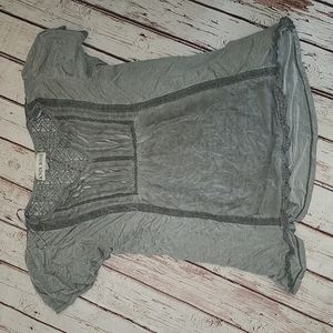 Grey Distressed Knox Rose Butterfly Sleeve Shirt